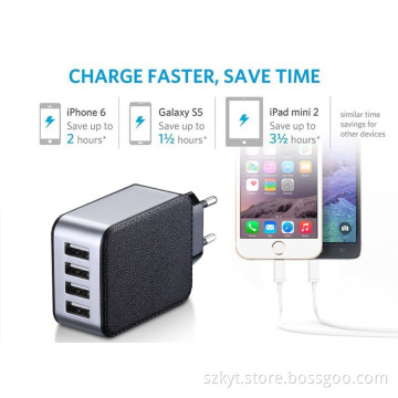 Interchangeable adapter 22.5w 5V/4.5A 4 USB port adapter for smart phone and tablet with CE,Rohs,Fcc,SAA,KC certified